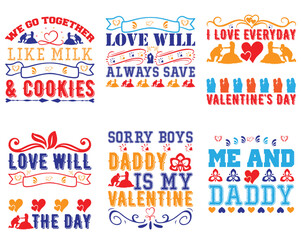 Naklejka premium Colourful Valentine Calligraphy, Invitation Bundle Vector Illustration for Mug Design, Wrapping Paper, Logo