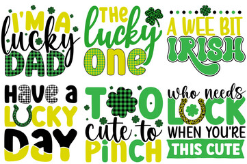 Naklejka premium Colourful St Patricks Day Typography, Calligraphy Pack Vector Illustration for T-Shirt Design, Advertising, Mug Design