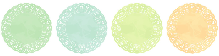 水彩風レース生地セット4_ナチュラル系