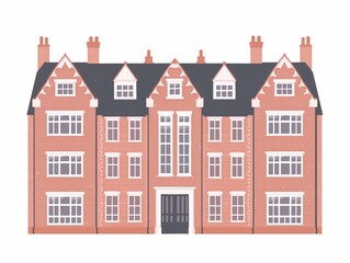 Fototapeta premium Traditional school building simple illustration. AI generated