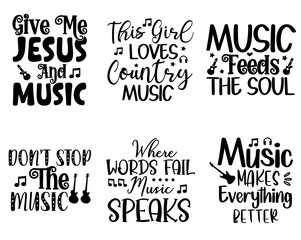 Minimalist Music Calligraphy, Inscriptions Set Vector Illustration for Social Media Post, Packaging, Vouchers