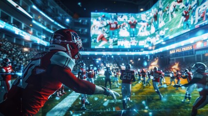 Digital interface showing football celebration highlights and replays.