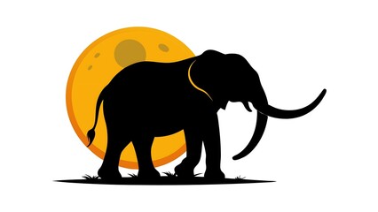 Obraz premium Elephant Silhouette Vector on White Background