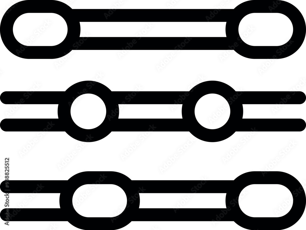Poster simple vector icon set of three horizontal level slider bars with adjustable round handle buttons