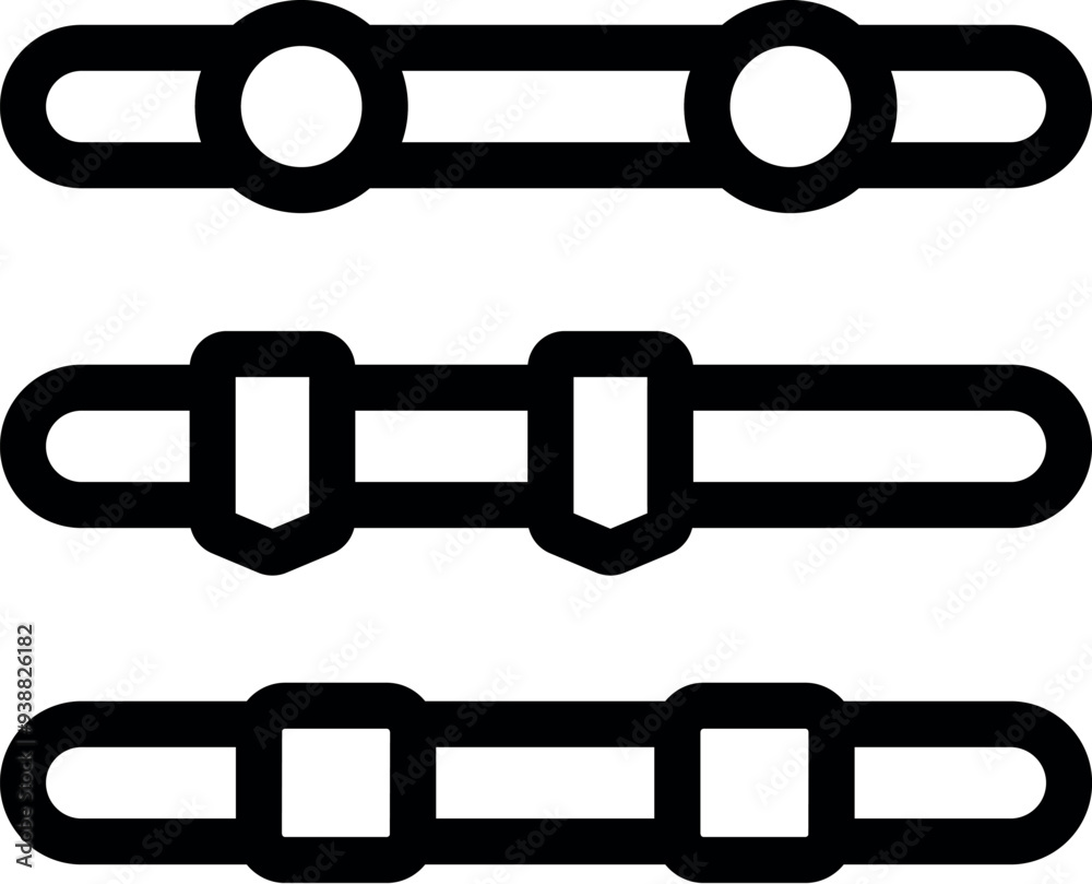 Poster set of three different loading bars with different shapes representing stages of completion