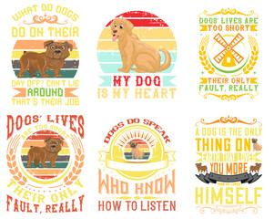 Decorative Dog Calligraphic Lettering, Calligraphy Bundle Vector Illustration for Social Media Post, Label, Printing Press