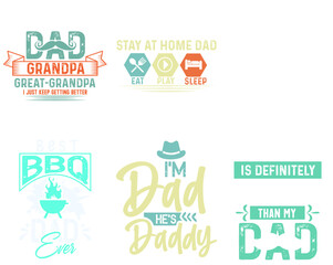 Modern Dad Typography, Calligraphic Lettering Pack Vector Illustration for Vouchers, Gift Card, T-Shirt Design