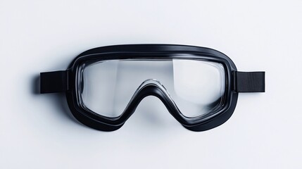 Isolated Black Protective Goggles on White Background