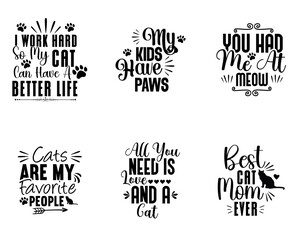Obraz premium Minimal Cat Labels And Badges, Calligraphy Bundle Vector Illustration for Gift Card, Decal, Logo