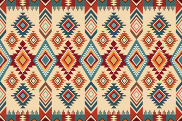 Navajo tribal vector seamless pattern. Native American ornament. Ethnic South Western decor style. Boho geometric ornament. Vector seamless pattern. Mexican blanket, rug. Woven carpet illustration