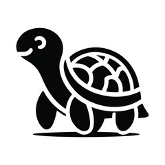 Turtle black silhouette vector with white background.