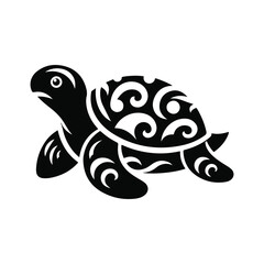 Turtle black silhouette vector with white background.