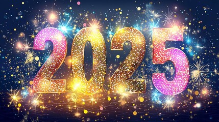 Happy New Year 2025  A vibrant New Year 2025 design with bold