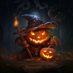 Halloween dark horror pumpkin theme, illustration, wallpaper, card, poster background