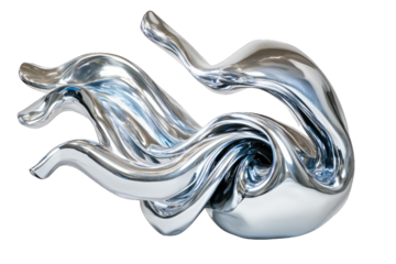 A captivating silver sculpture representing fluid movement and creativity, perfect for modern art enthusiasts and interior decor.