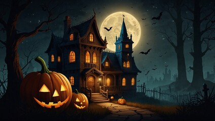 cool halloween themed background illustration photo made by AI generative