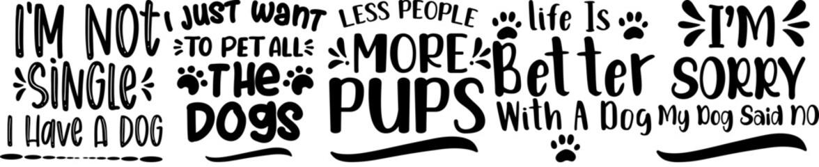 Decorative Dog Hand Lettering, Inscriptions Pack Vector Illustration for Packaging, Poster, Label