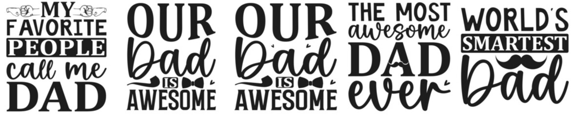 Minimalist Dad Invitation, Phrases Set Vector Illustration for Printable, Icon, Flyer