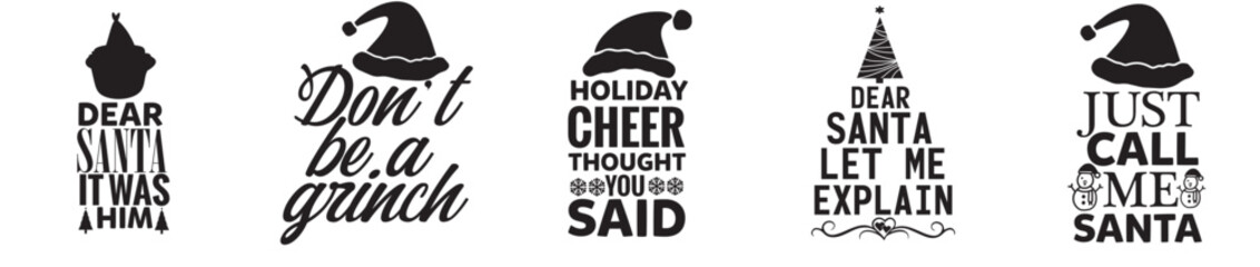 Elegant Christmas Calligraphy, Hand Lettering Bundle Vector Illustration for Mug Design, Book Cover, Motion Graphics