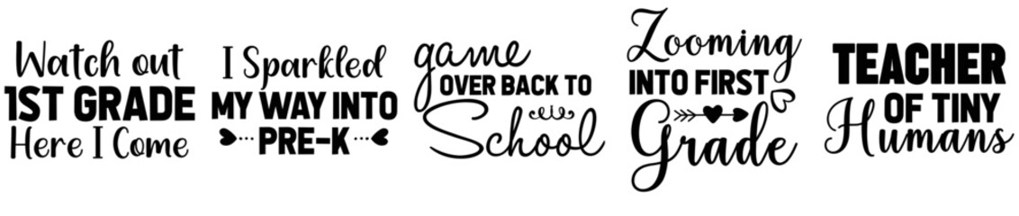 Minimal Back To School Typographic Emblems, Labels And Badges Bundle Vector Illustration for Magazine, Holiday Cards, Sticker