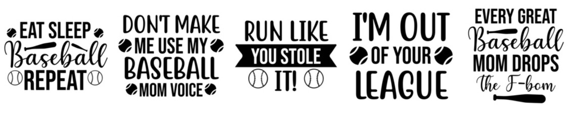 Elegant Baseball Calligraphic Lettering, Inscriptions Set Vector Illustration for Logo, Printing Press, Stationery