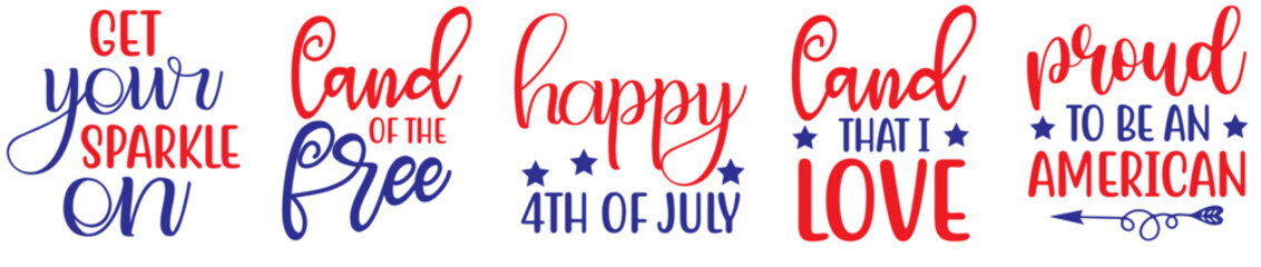 Minimal 4Th Of July Labels And Badges, Calligraphic Lettering Bundle Vector Illustration for Newsletter, Icon, Presentation