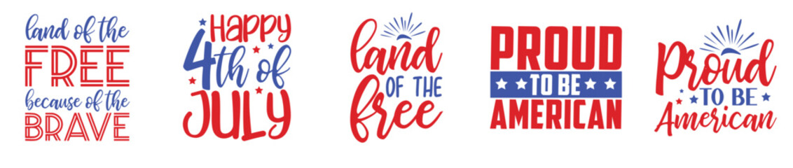 Creative 4Th Of July Quotes, Hand Lettering Pack Vector Illustration for Newsletter, Holiday Cards, Vouchers
