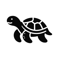 Turtle black silhouette vector with white background.