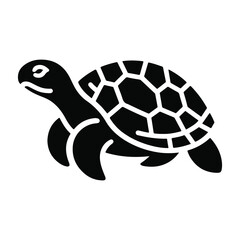 Turtle black silhouette vector with white background.