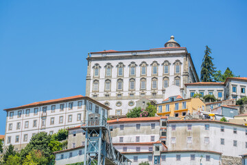 Fototapeta premium Traditional portugueses buildings with colorful facade and tiles, Porto, Portugal