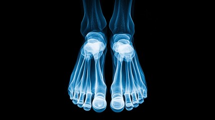 X-ray Image of Human Feet Showing Bones and Joints