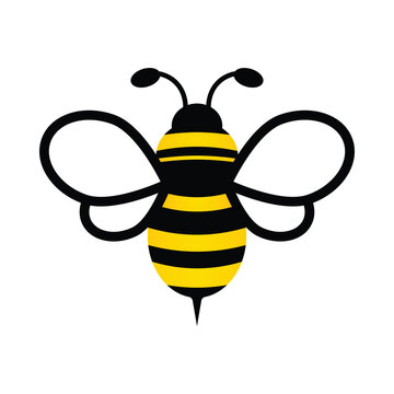 bee. simple yellow and black bumblebee art. honey bee symbol. transparent png and vector illustration.