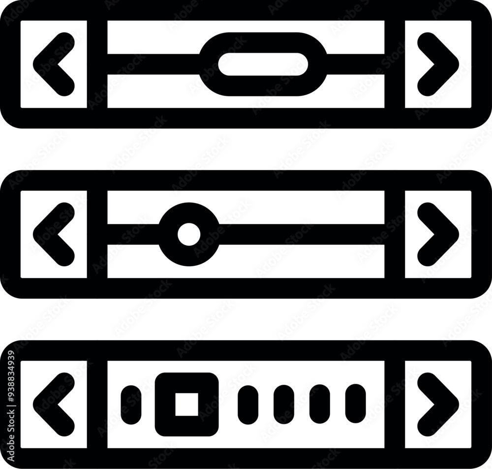 Poster set of slider buttons, scrolling bar showing progress, adjusting options vector icon set