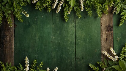 wooden background photo with plant decoration with spring theme made by AI generative