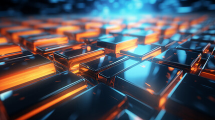 Fototapeta premium Abstract futuristic technology background of orange blue color