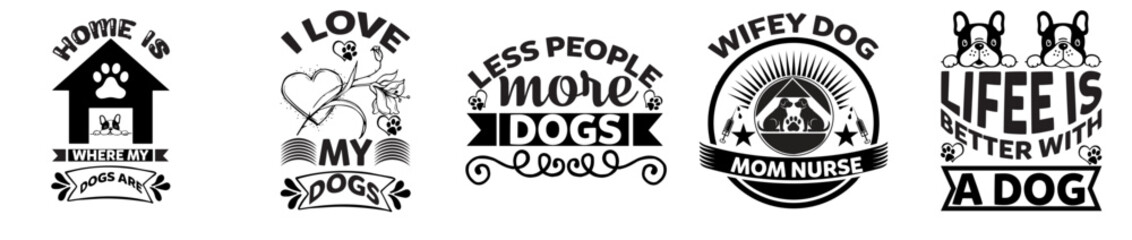 Modern Dog Invitation, Inscriptions Collection Vector Illustration for Announcement, Advertising, Postcard