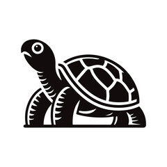 Turtle black silhouette vector with white background.