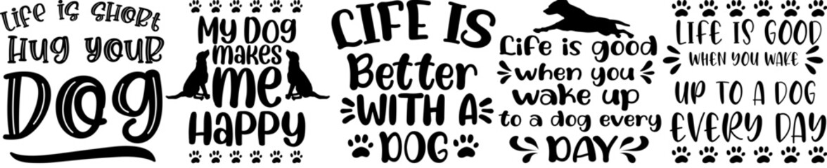 Elegant Dog Hand Lettering, Calligraphic Lettering Bundle Vector Illustration for Banner, Flyer, Vouchers