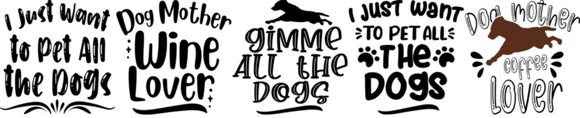 Colourful Dog Phrases, Invitation Pack Vector Illustration for Packaging, Presentation, Printing Press
