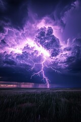 A distant thunderstorm brewing over a vast plain.