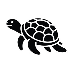 Turtle black silhouette vector with white background.