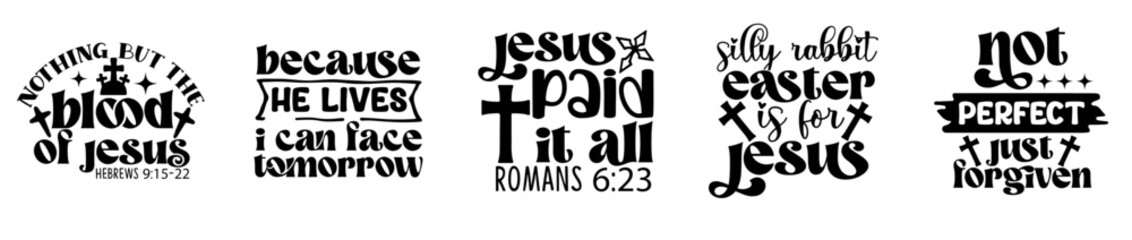 Elegant Christian Jesus Religious Typographic Emblems, Invitation Set Vector Illustration for Sticker, Label, Newsletter