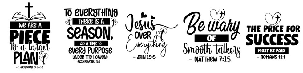 Creative Christian Calligraphy, Inscriptions Pack Vector Illustration for Decal, Greeting Card, Mug Design
