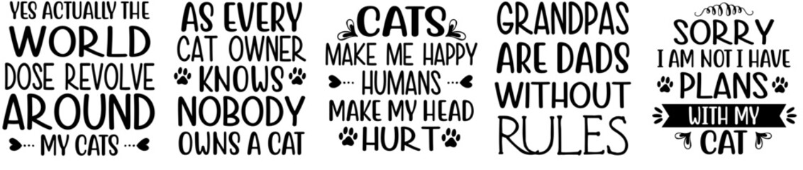 Minimal Cat Calligraphy, Hand Lettering Collection Vector Illustration for Sticker, Presentation, Icon