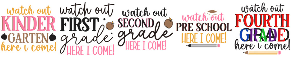 Elegant Back To School Trendy Retro Style Illustration, Hand Lettering Set Vector Illustration for Brochure, Wrapping Paper, Postcard