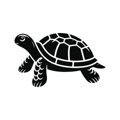 Turtle black silhouette vector with white background.