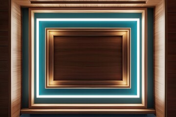 Fototapeta premium Stunning 3D Visualization of a Unique Illuminated Wooden Picture Frame