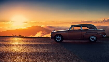 car on the road highway, sky, sunset, landscape, travel