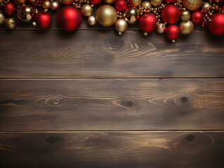 Fototapeta premium Luxurious Christmas decoration on wooden background