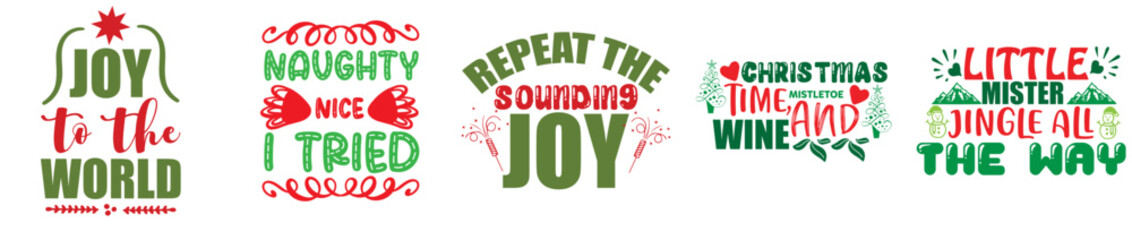 Modern Christmas Calligraphic Lettering, Inscriptions Collection Vector Illustration for Social Media Post, Advertisement, Printable